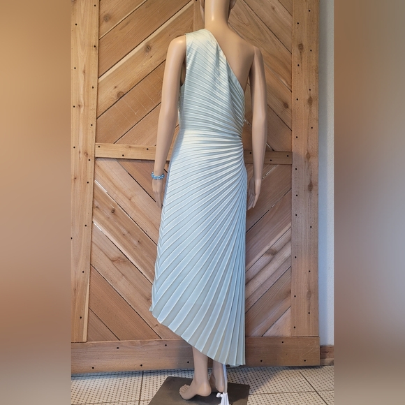 Belle by Badgley Mischka Kelsey Sleeveless One Shoulder Asymmetric Fit and Flare - Picture 3 of 5